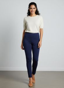 Cantabil Navy Blue Button Detail Pants