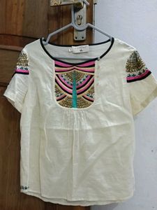 Embroidered Cream Colored Blouse
