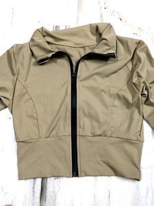 Chic Beige Zip-Up Jacket