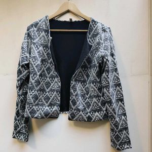 Geometric Print Open Front Jacket
