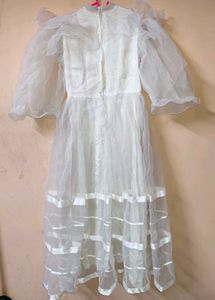 Elegant White Sheer Overlay Dress