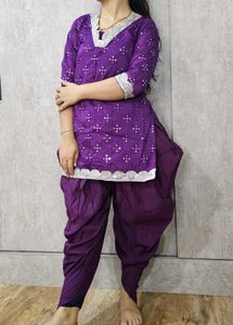 Vibrant Purple Kurta with Dhoti Pants