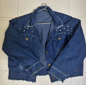 Pearl Denim Crop Jacket