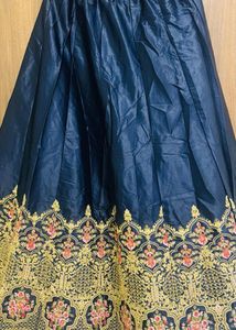 Elegant Navy Blue Embroidered Skirt