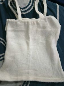 Cream Knit Tank Top with Pearls