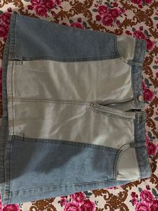 Two-tone Denim Mini Skirt