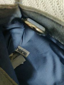 Blue Suede Shoulder Bag with Pouch