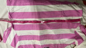 ZARA Pink and White Striped T-Shirt
