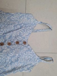 Blue Floral Button-Down Midi Dress