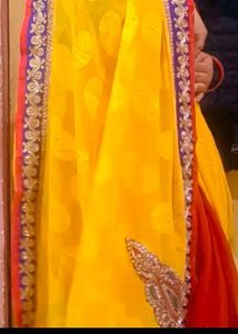 Vibrant Yellow Saree with Embellished Border