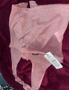 Sparkly Pink shimmery mesh halter neck tank top🎀