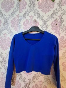 Royal Blue Long Sleeve Crop Top