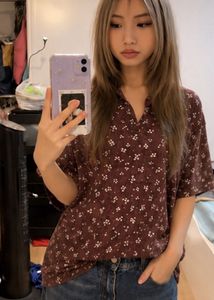 cute floral maroon top