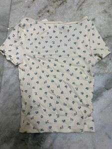 Cute Floral Print Square Neck Top