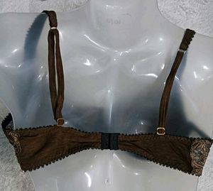 Elegant Brown Lace Trim Bra ♥️