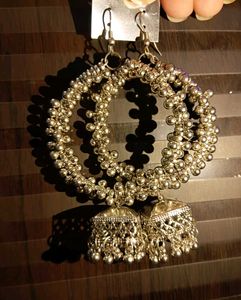 Boho Beaded Hoop Jhumka Earrings