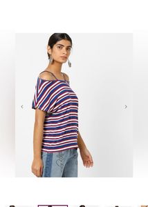 ONLYStriped Cold-Shoulder T-shirt