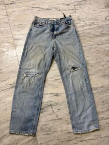 zara Women's Ripped Light Wash Jeans