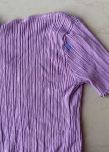 PRICE DROP Lilac Ribbed Button-Up Crop Top