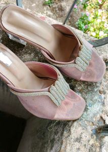 Sparkly Block Heel Mules