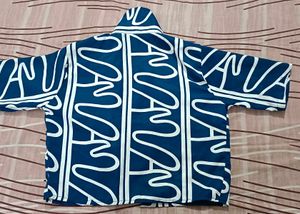 Cool Blue Abstract Print Short Sleeve Shirt