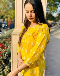 Vibrant Yellow Printed Kurta