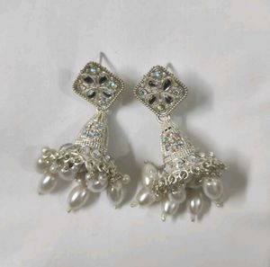 Elegant Jhumka Earrings with Pearls