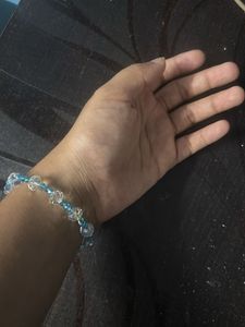Blue Beaded Cross Bracelet
