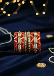 Red & White Designer Bangle Set