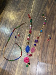 Boho Beaded Necklace and Earring Set