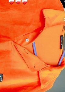Men's Orange Long Sleeve Polo
