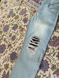 blue rough baggy jean