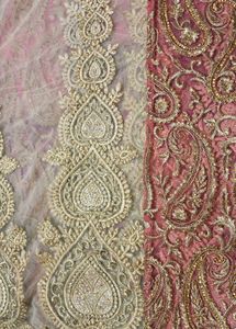 Elegant Pink &amp; Gold Embroidered Saree