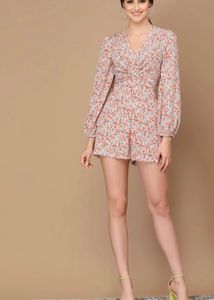 Floral Print V-Neck Romper