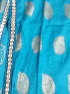 Blue &amp; Gold kurti lengha Set