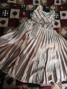 Elegant Girls' Party Gown sleeves inside attached