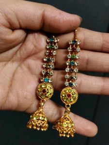 Jhumka Earrings with Colorful Stones