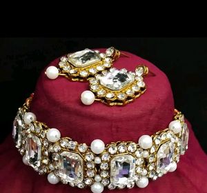 Elegant Pearl & Crystal Choker Set