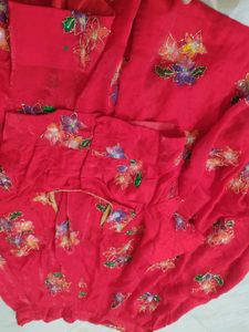 Vibrant Red Embroidered Lehenga Choli Set