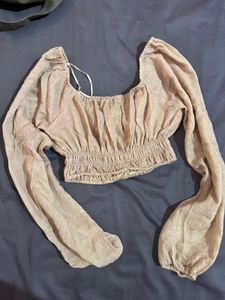 Off-Shoulder Smocked Crop Top