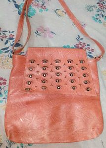Chic Coral Studded Crossbody Bag