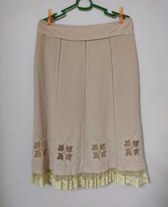 Beige vintage Skirt with Flower Cutouts