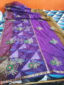 Beautiful Purple Saree with Blouse