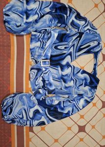 Blue Swirl Print Crop Top