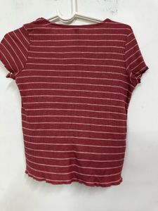 Striped Button-Down Crop Top