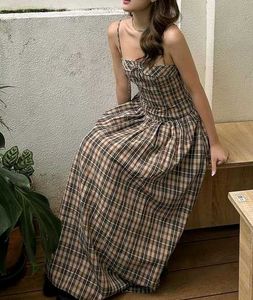 y2k Vintage Plaid Spaghetti Strap Dress