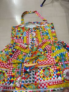 Vibrant Print Strapless Summer Dress