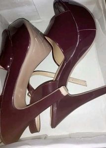 Maroon Patent Platform Heels