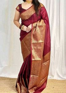 Elegant Maroon & Gold Kanjeevaram Saree