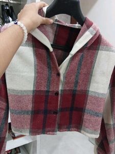 Plaid Cropped Hoodie Jacket